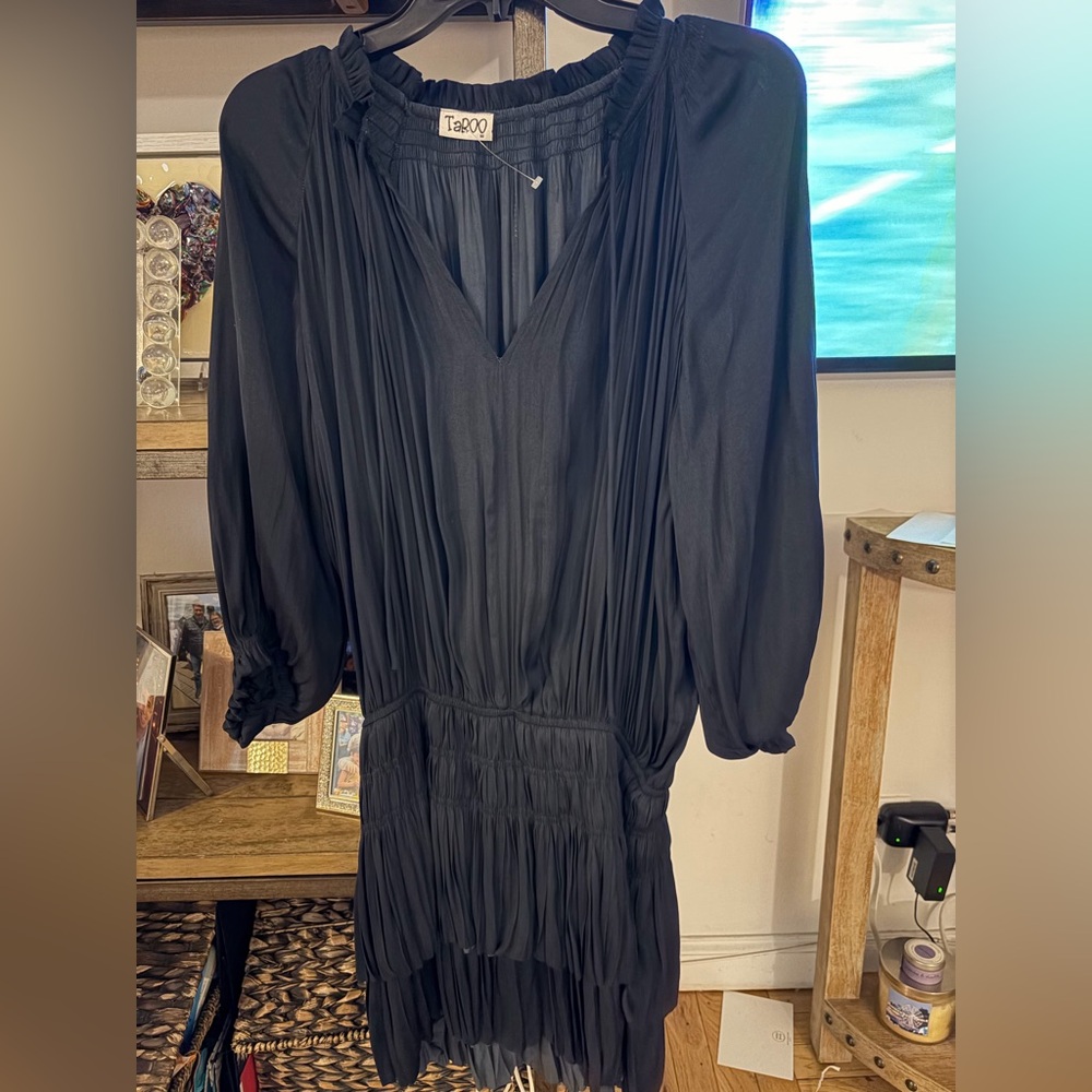 Navy silky “ramy brook” style dress - elastic waist